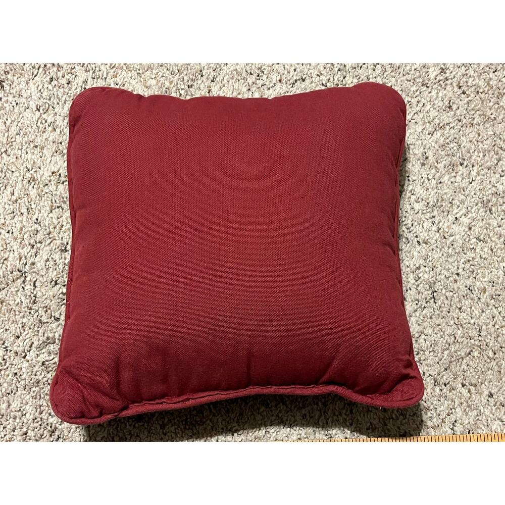 Christmas Tapestry Accent Pillow Sleigh  Vtg Horse People Kids Snow Holly 12" - Picture 4 of 4